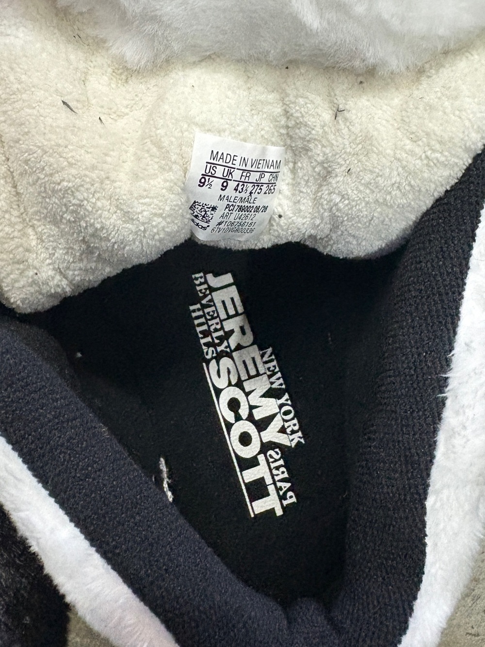 Jeremy Scott x Adidas Black and White Panda Plush Sneakers - Picture 4 of 4